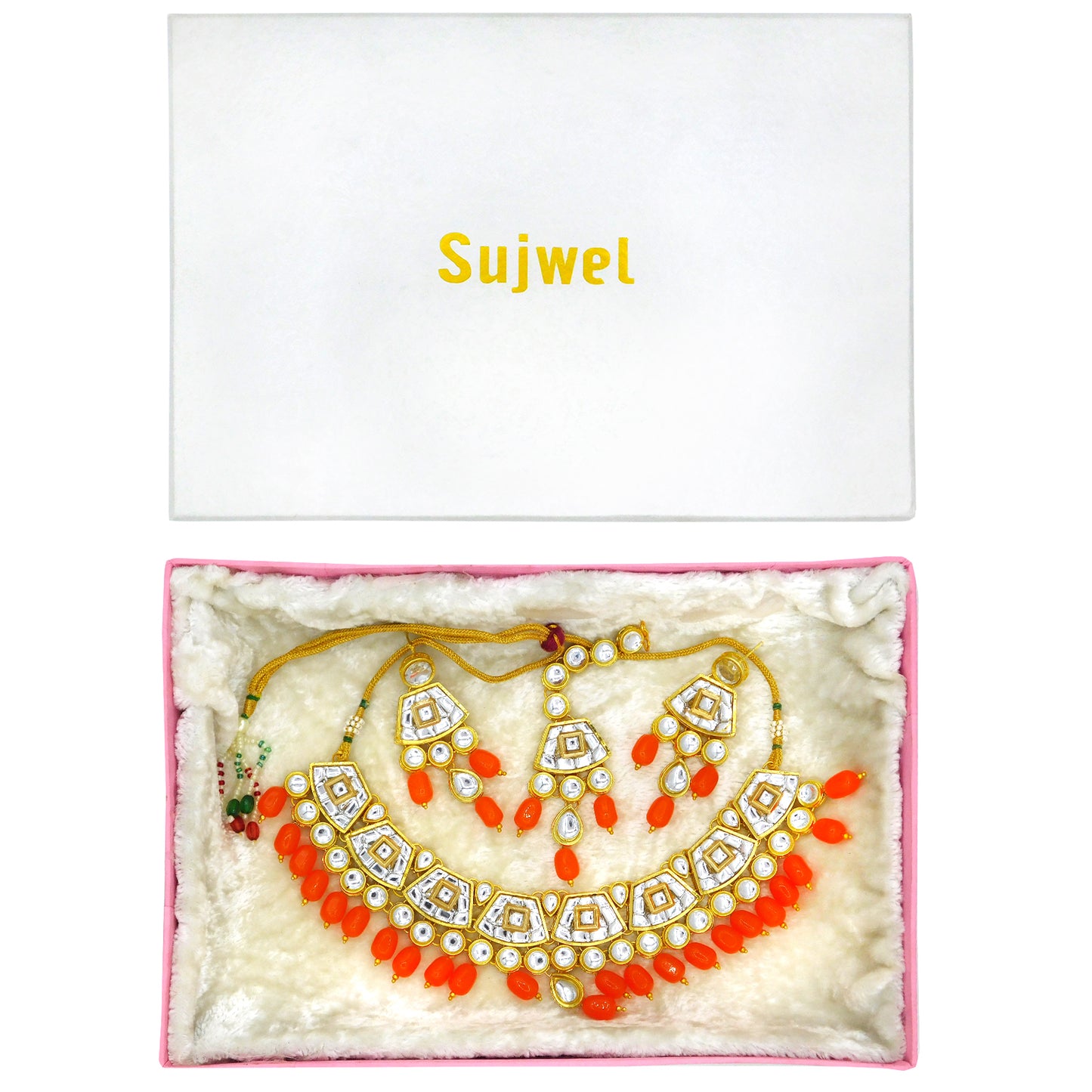 Sujwel Gold Kundan Choker Necklace For Women (08-0106) - Sujwel