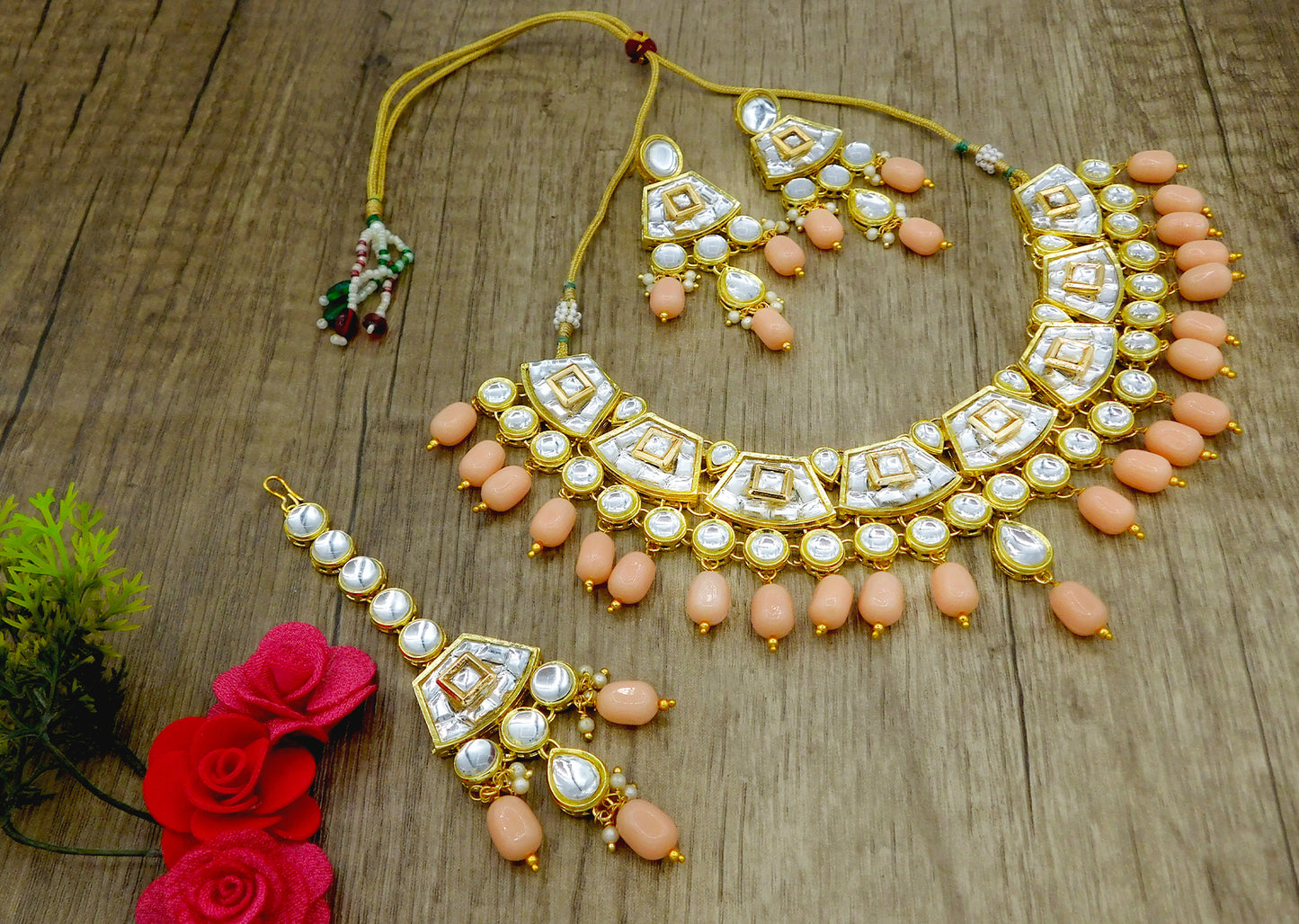 Sujwel Gold Kundan Choker Necklace For Women (08-0106) - Sujwel