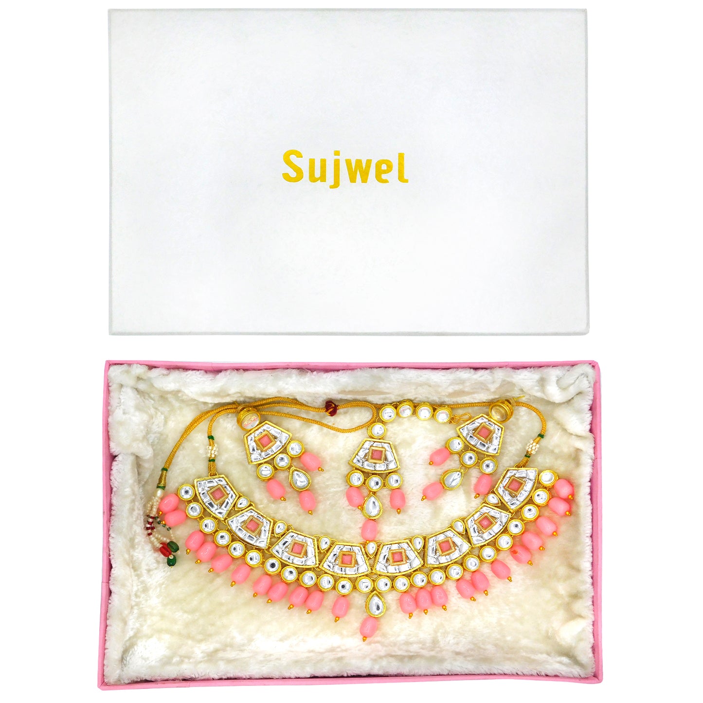 Sujwel Gold Kundan Choker Necklace For Women (08-0106) - Sujwel