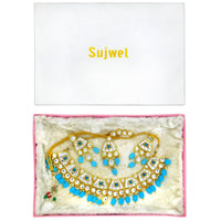Thumbnail for Sujwel Gold Kundan Choker Necklace For Women (08-0106) - Sujwel