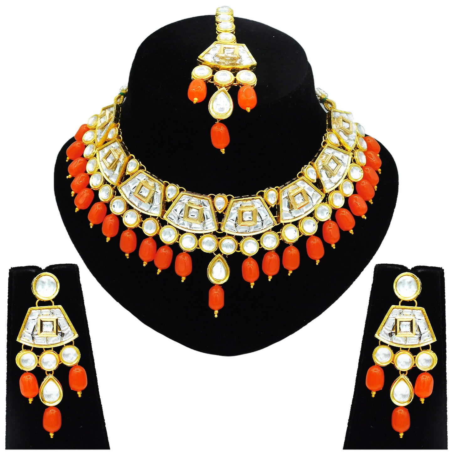 Sujwel Gold Kundan Choker Necklace For Women (08-0106) - Sujwel