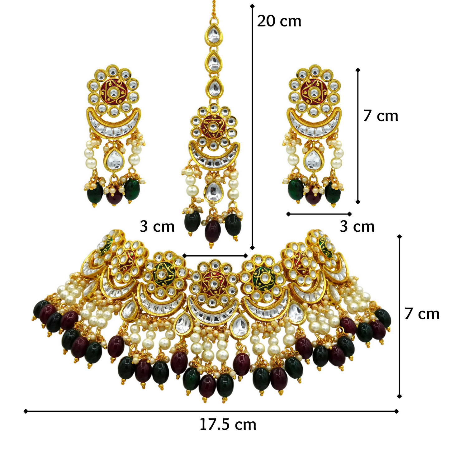 Sujwel Gold Plated Meenakari Choker Necklace Set (08-0243) - Sujwel