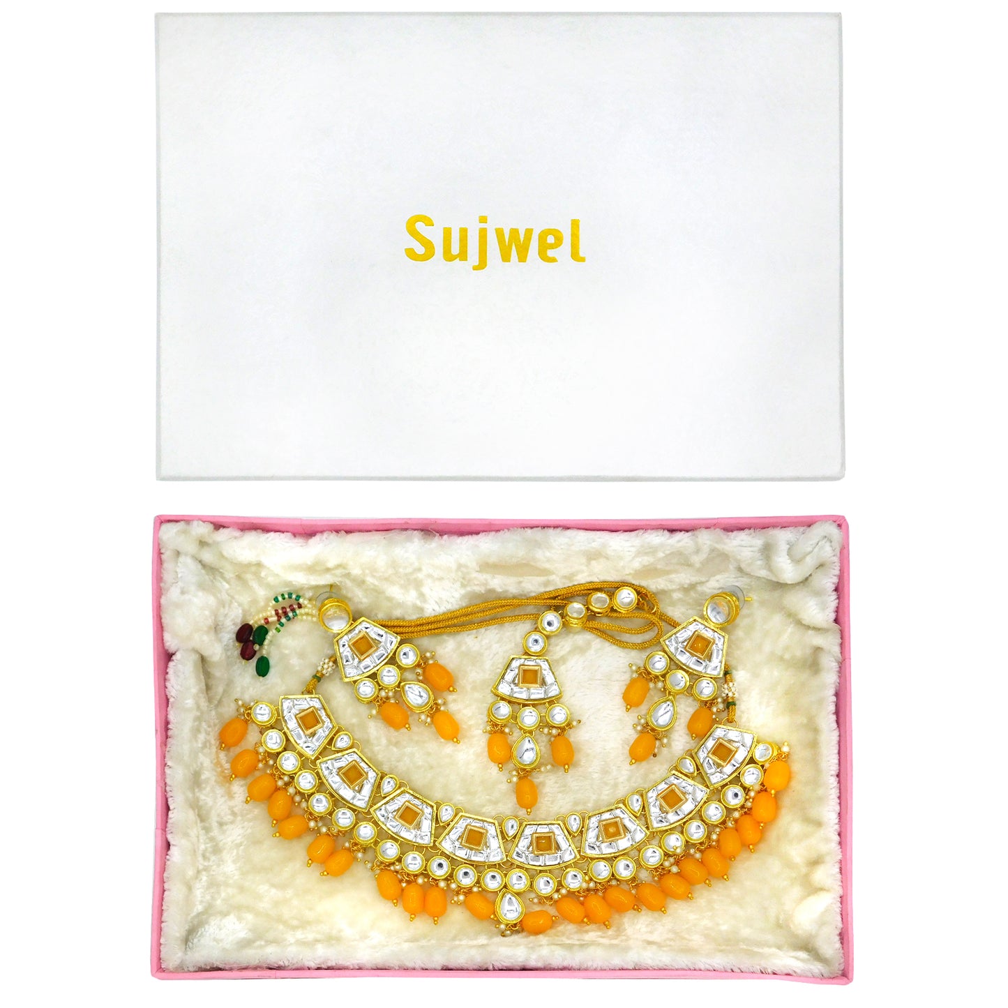 Sujwel Gold Kundan Choker Necklace For Women (08-0106) - Sujwel