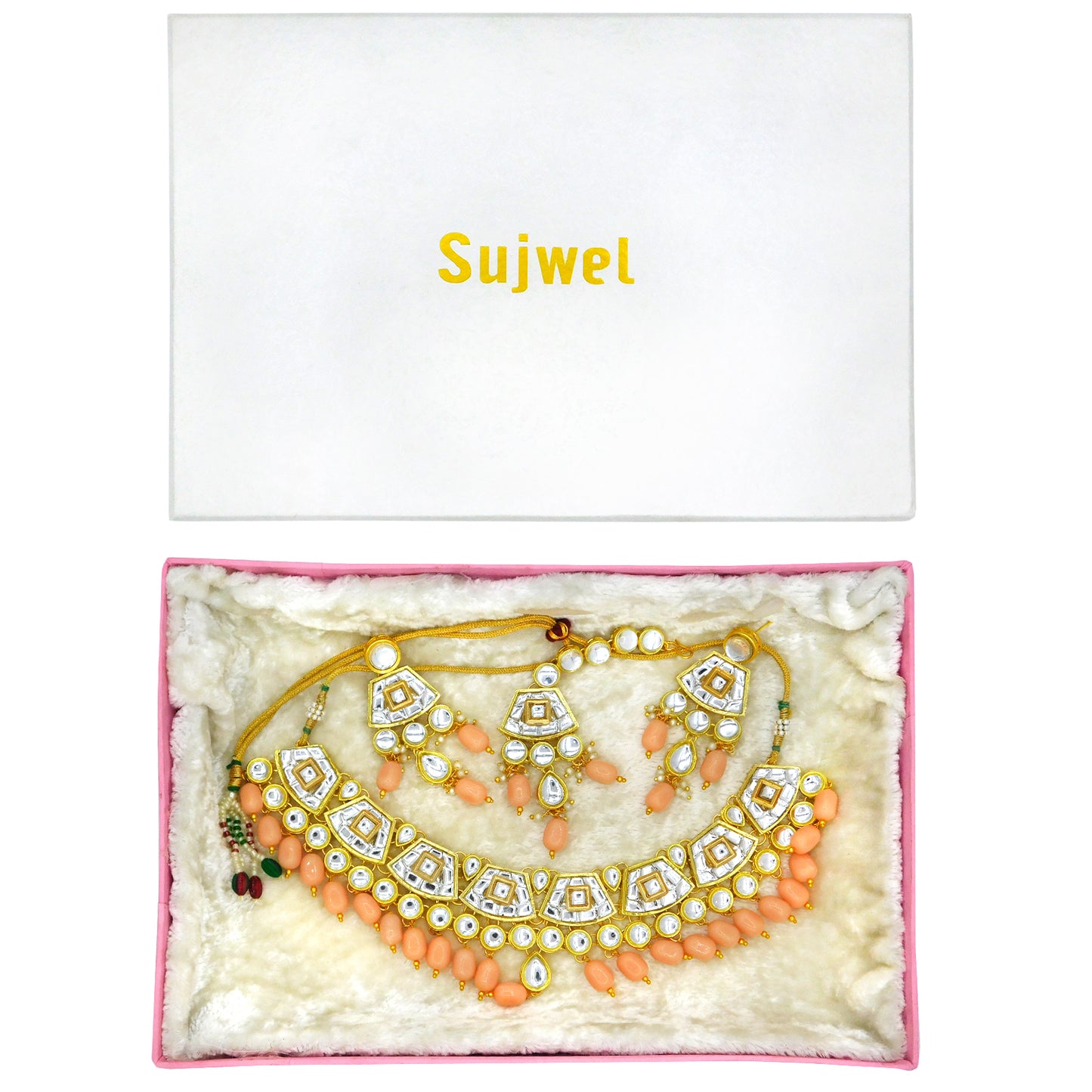 Sujwel Gold Kundan Choker Necklace For Women (08-0106) - Sujwel