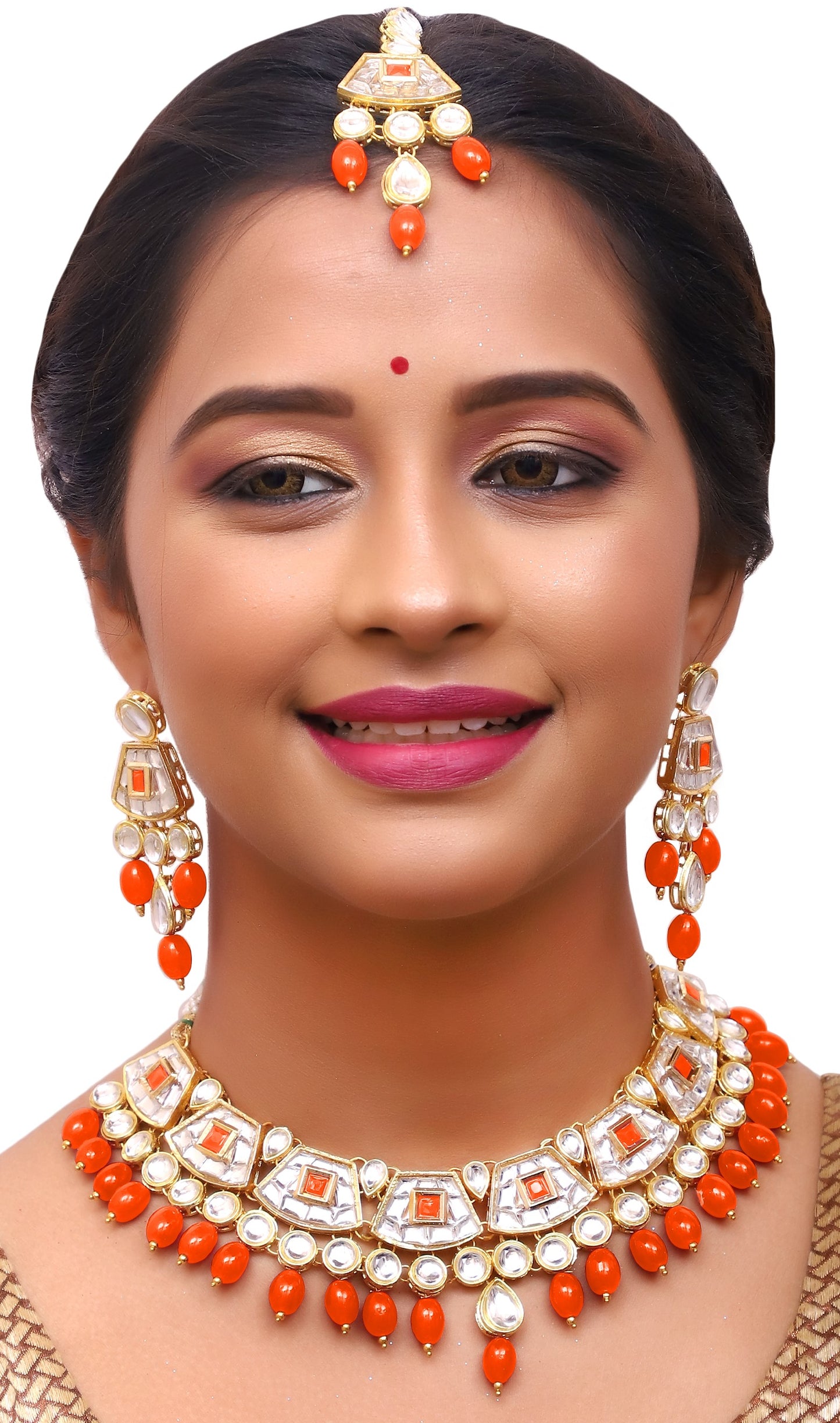 Sujwel Gold Kundan Choker Necklace For Women (08-0106) - Sujwel