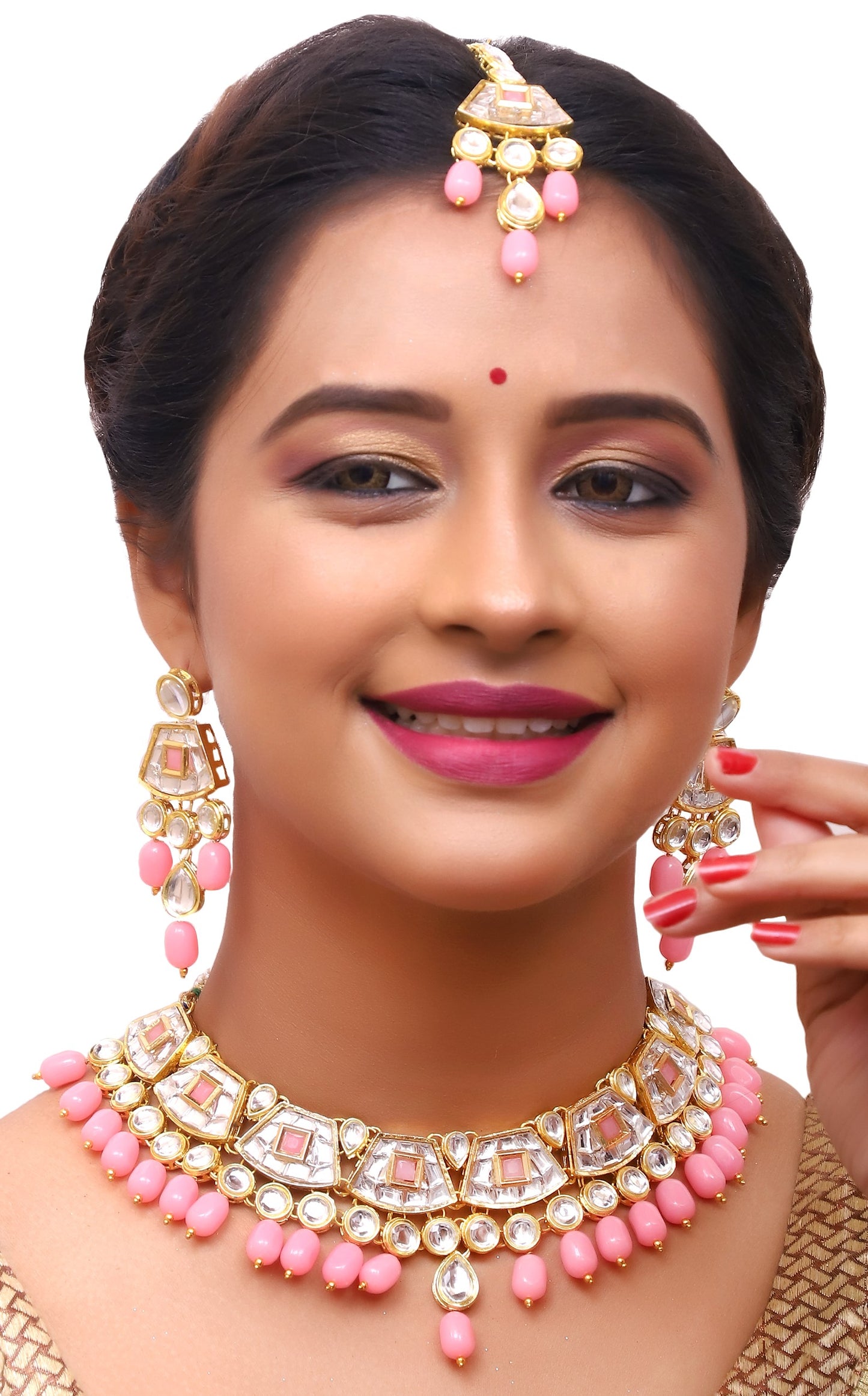 Sujwel Gold Kundan Choker Necklace For Women (08-0106) - Sujwel