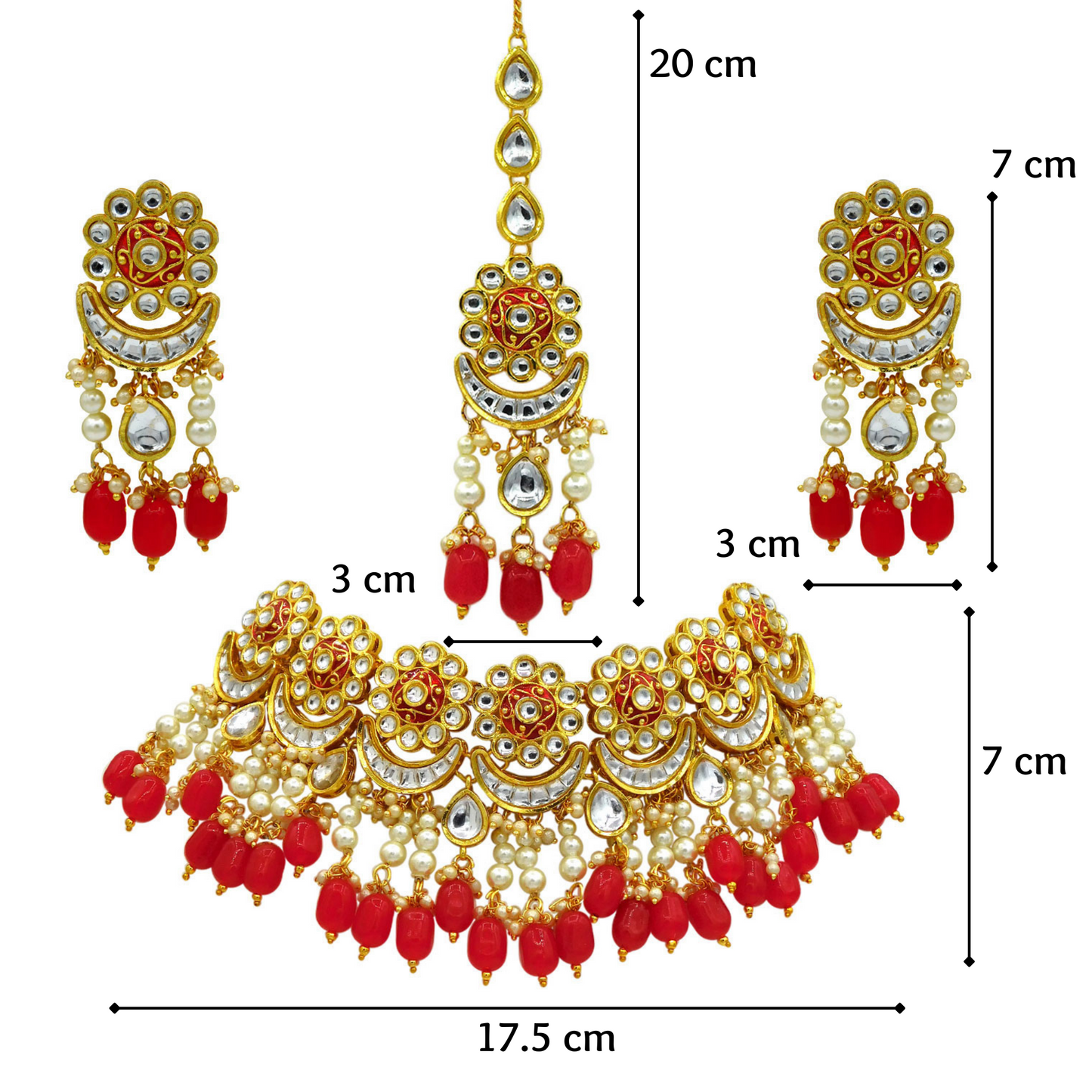Sujwel Gold Plated Meenakari Choker Necklace Set (08-0243) - Sujwel