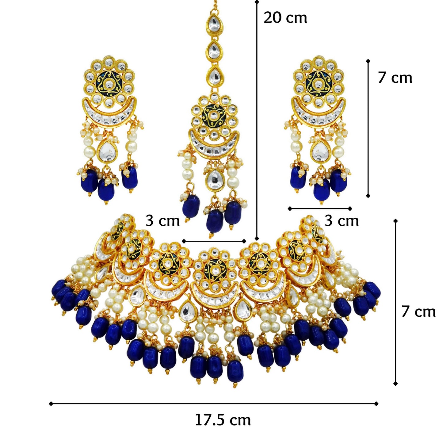Sujwel Gold Plated Meenakari Choker Necklace Set (08-0243) - Sujwel