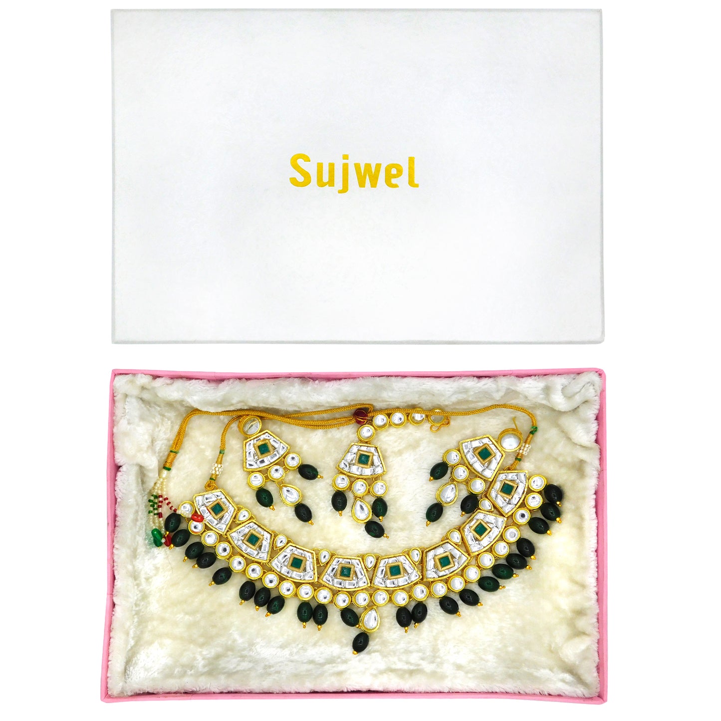 Sujwel Gold Kundan Choker Necklace For Women (08-0106) - Sujwel