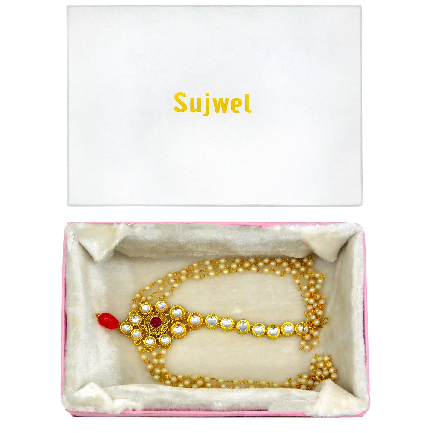 Sujwel Gold Plated Women Traditional Design Maang Tikka (04-0105) - Sujwel