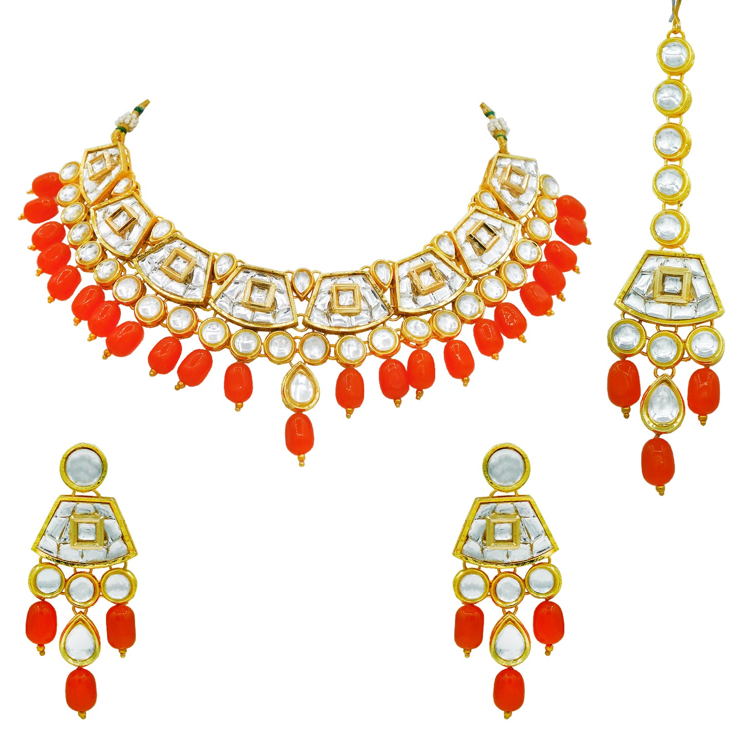 Sujwel Gold Kundan Choker Necklace For Women (08-0106) - Sujwel