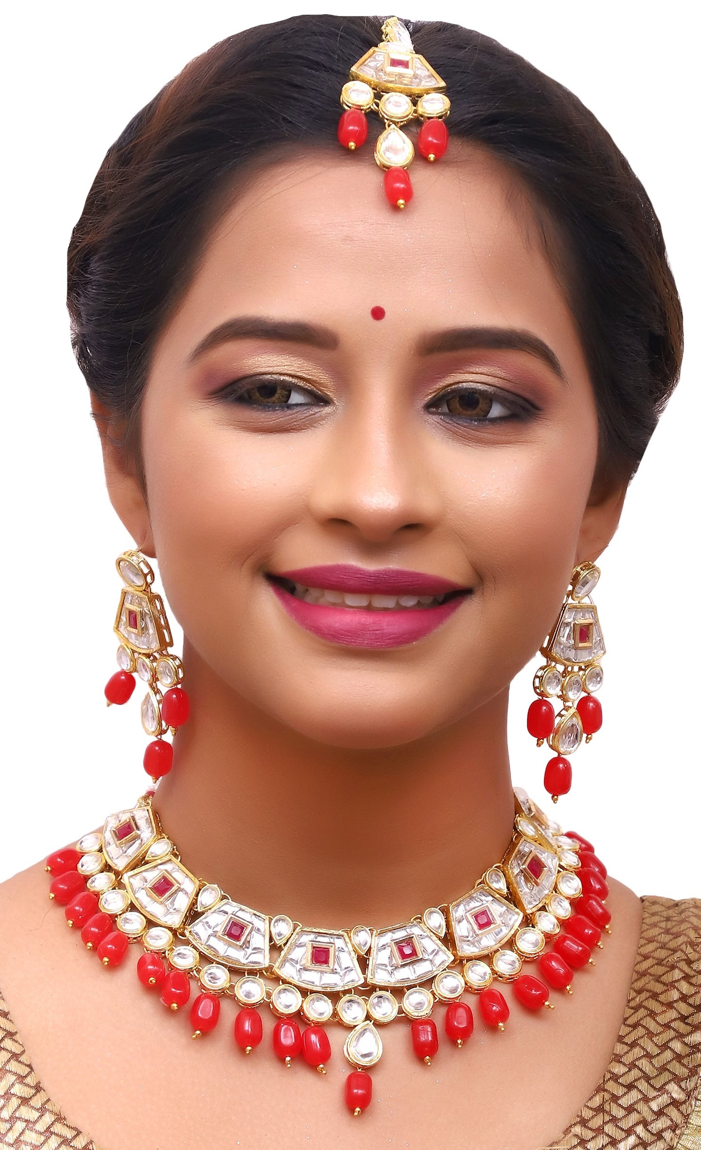Sujwel Gold Kundan Choker Necklace For Women (08-0106) - Sujwel