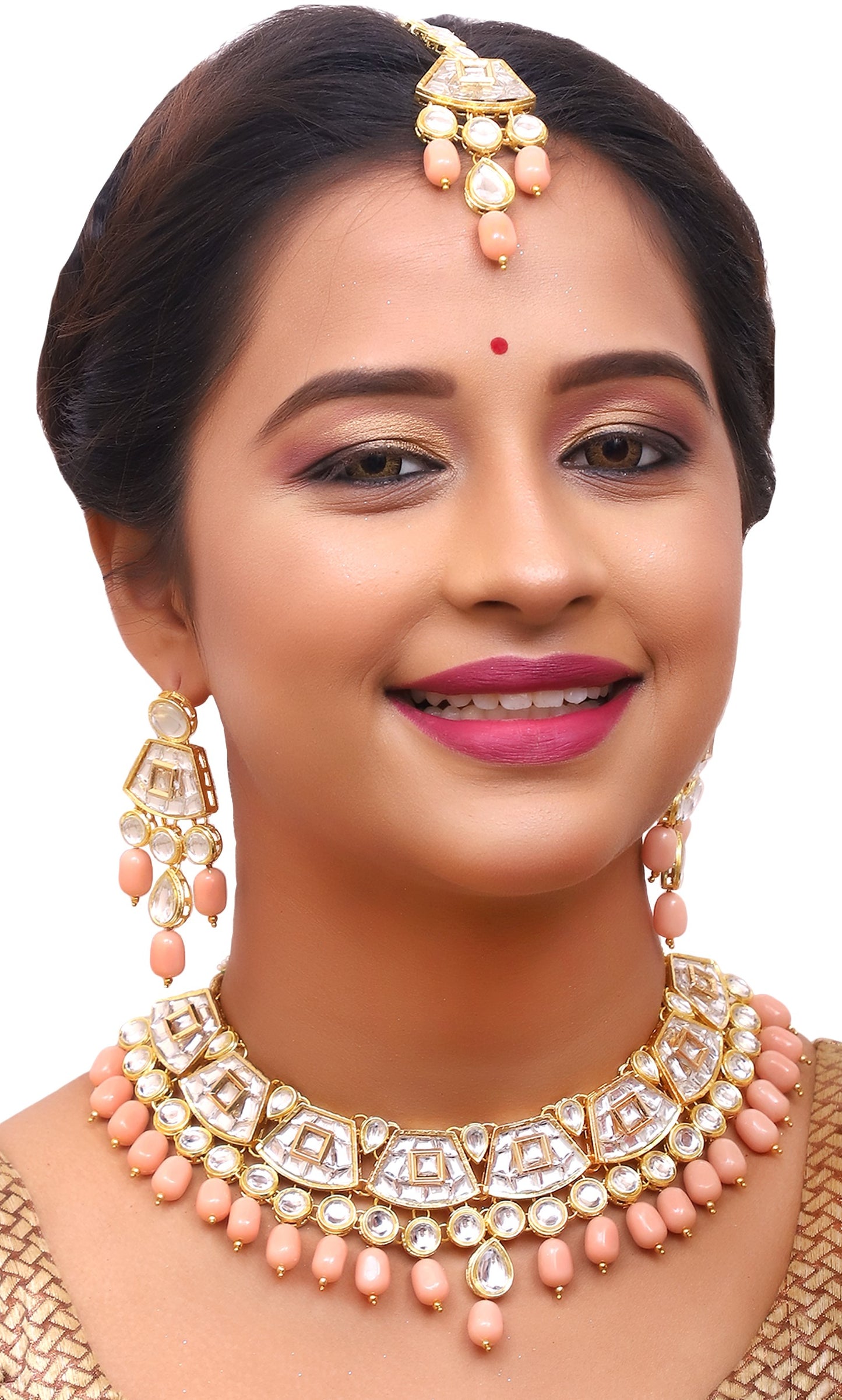 Sujwel Gold Kundan Choker Necklace For Women (08-0106) - Sujwel