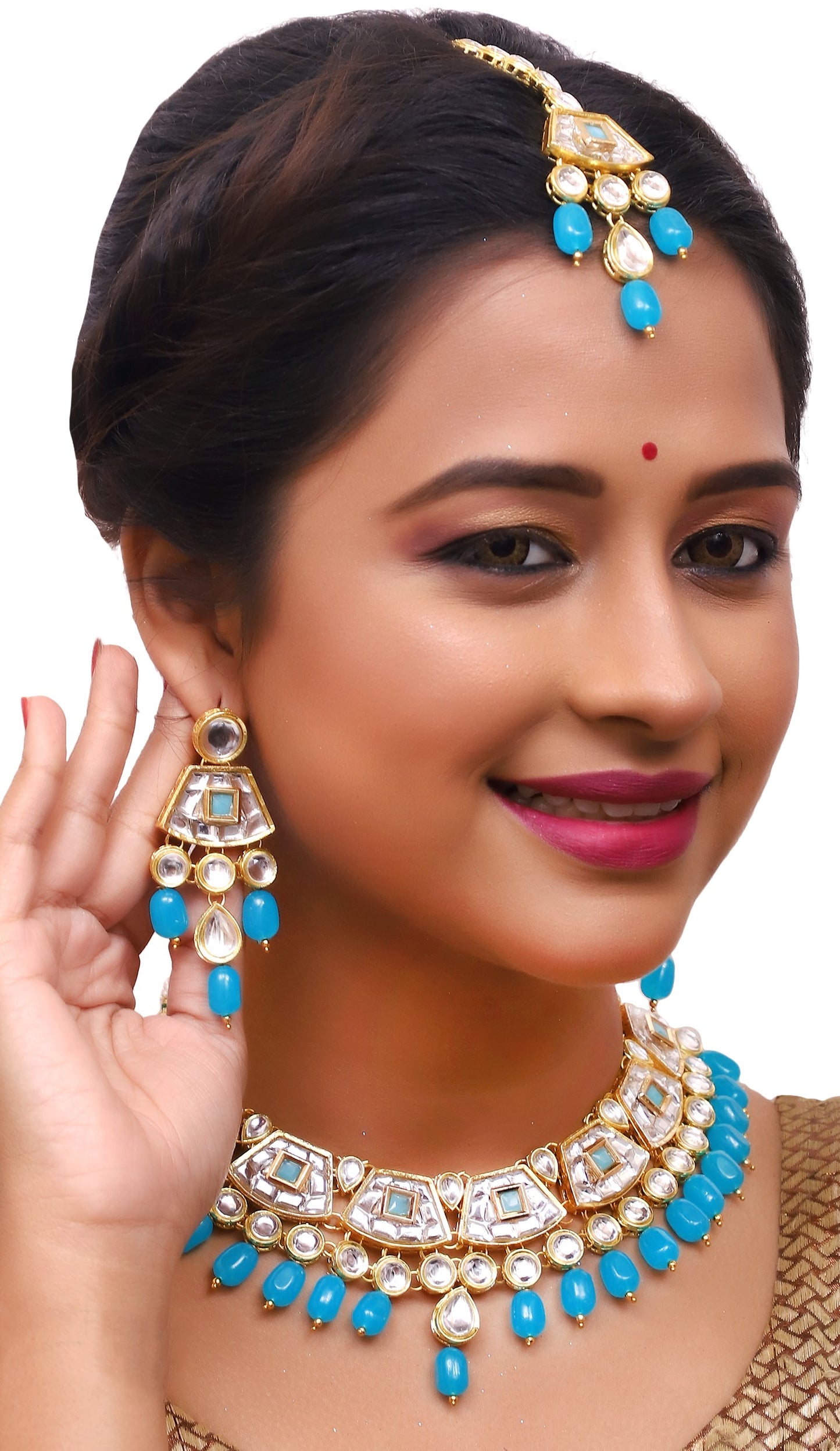 Sujwel Gold Kundan Choker Necklace For Women (08-0106) - Sujwel