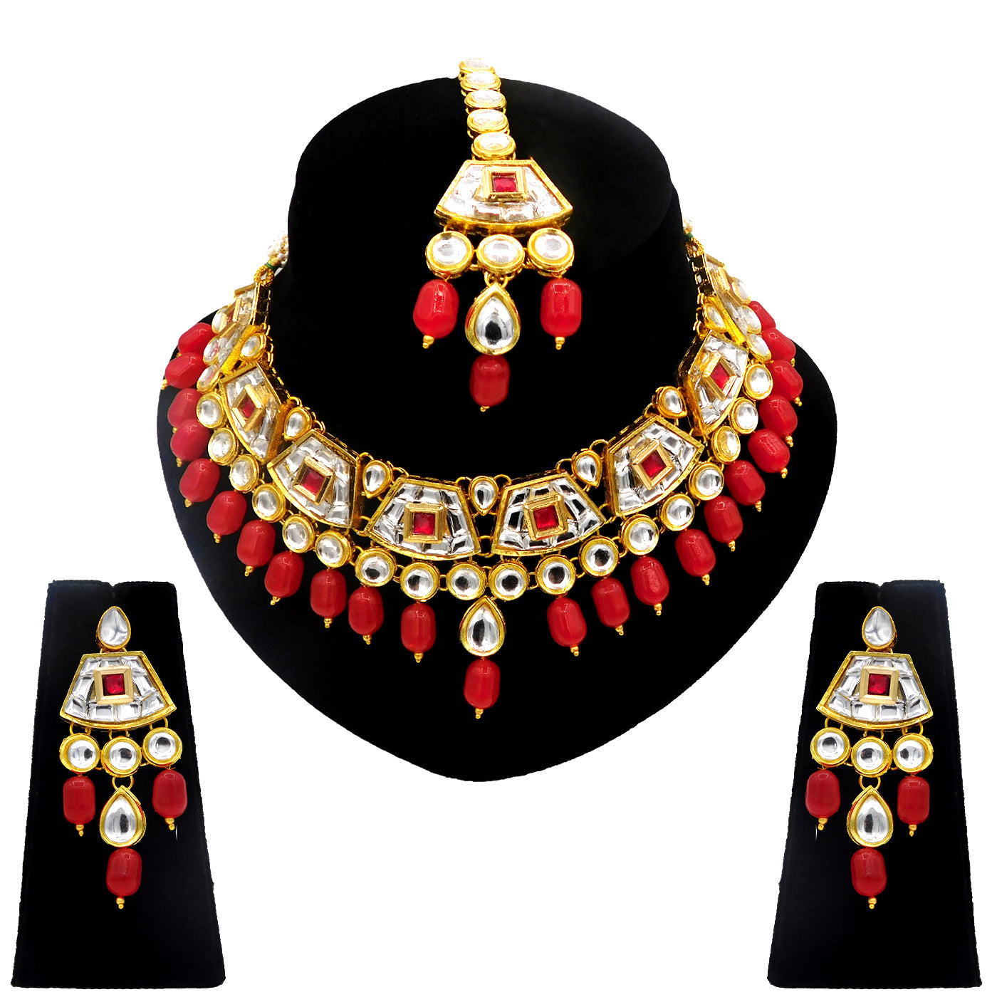 Sujwel Gold Kundan Choker Necklace For Women (08-0106) - Sujwel