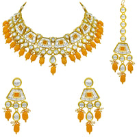 Thumbnail for Sujwel Gold Kundan Choker Necklace For Women (08-0106) - Sujwel