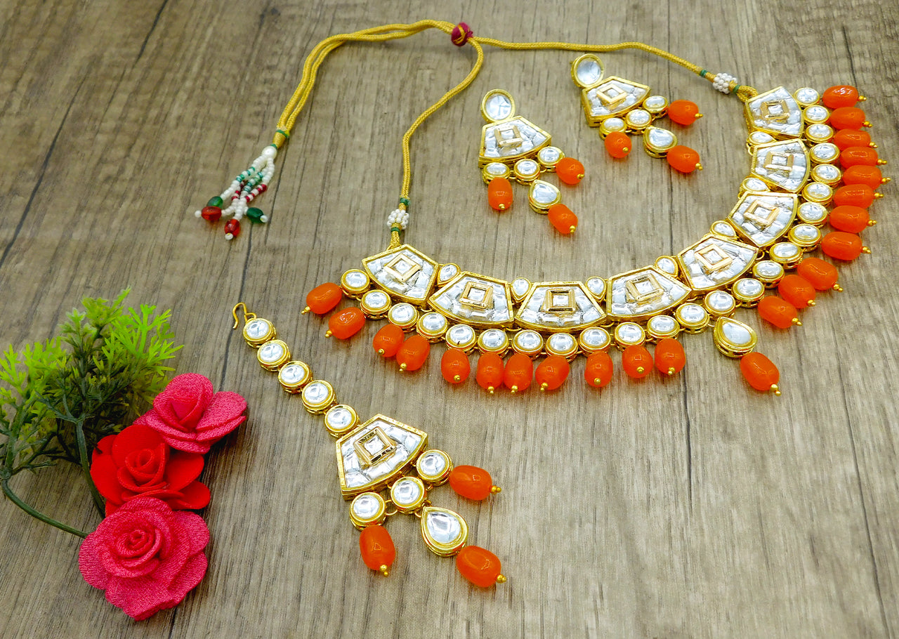 Sujwel Gold Kundan Choker Necklace For Women (08-0106) - Sujwel