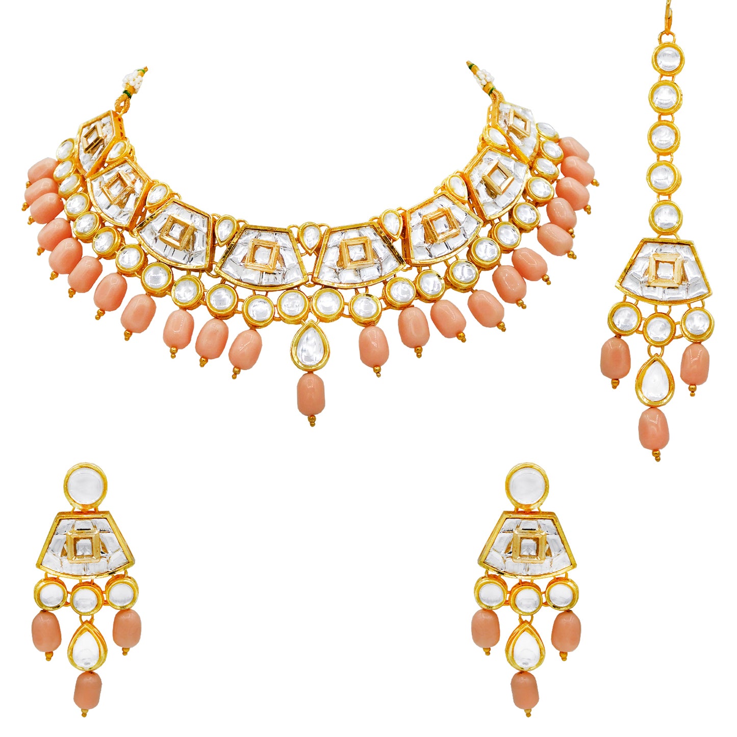 Sujwel Gold Kundan Choker Necklace For Women (08-0106) - Sujwel