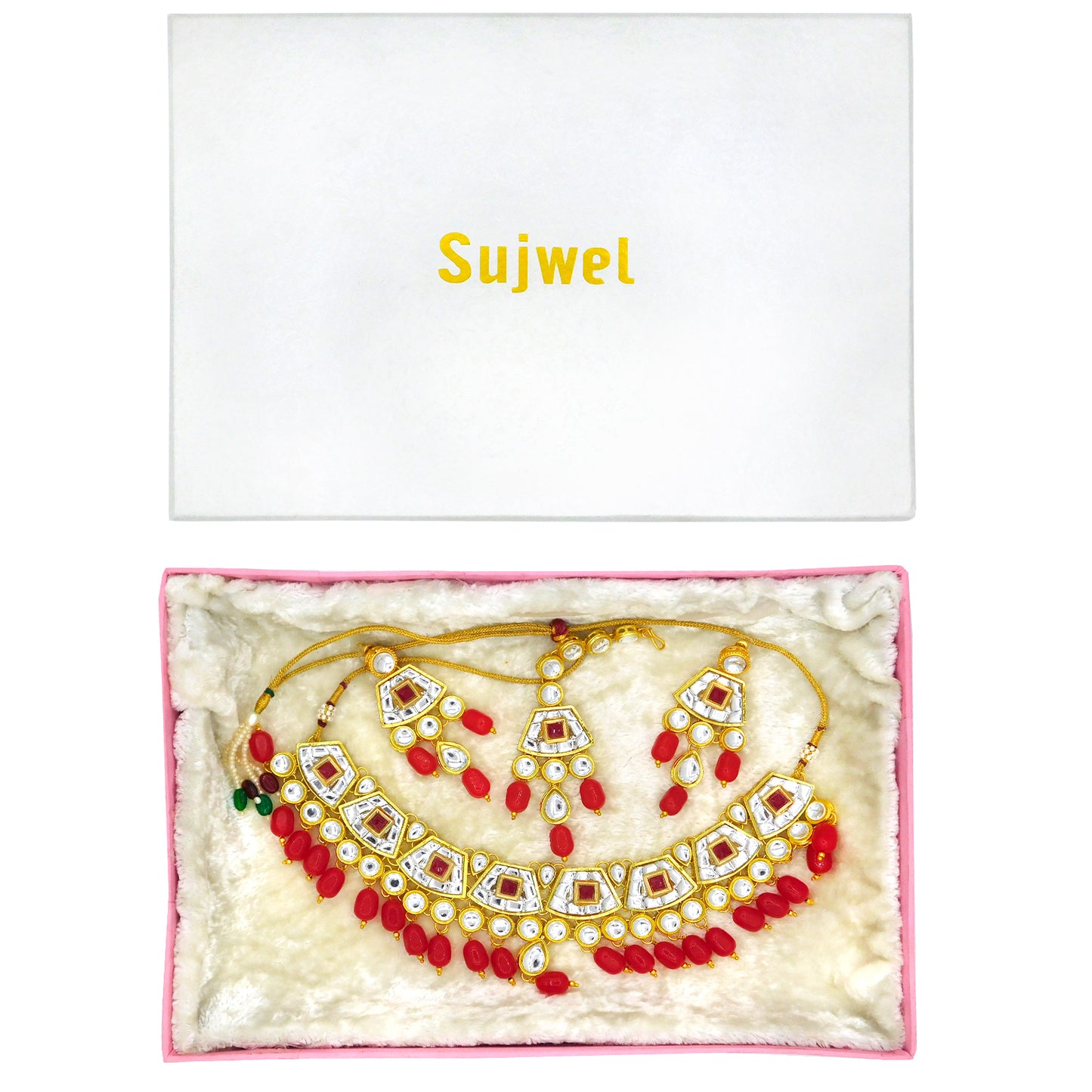 Sujwel Gold Kundan Choker Necklace For Women (08-0106) - Sujwel