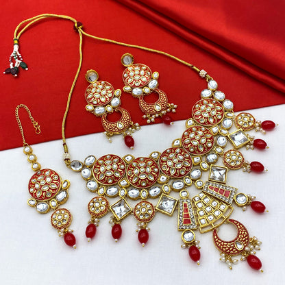 Sujwel Kundan and Meenakari Necklace Set (08-0311)