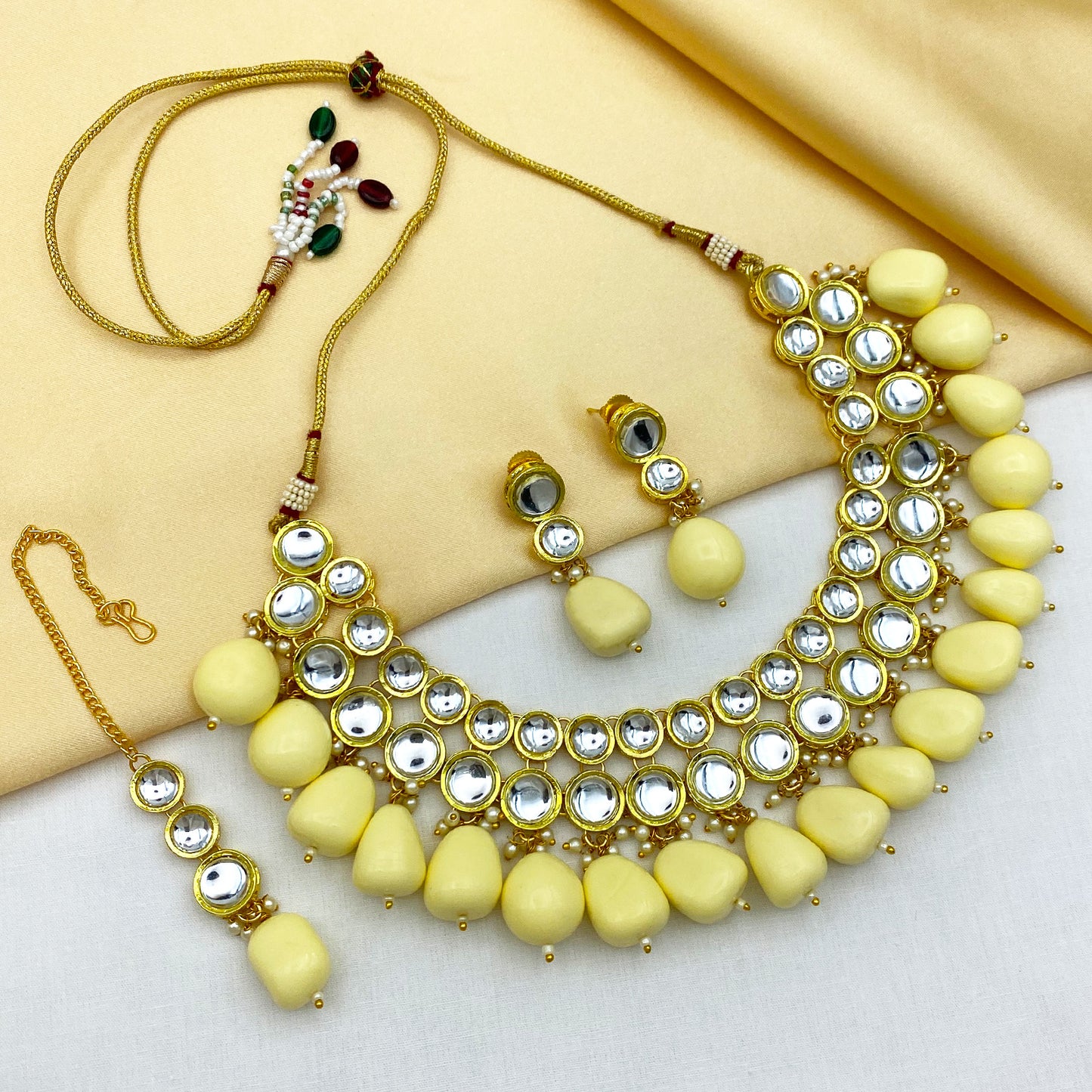 Sujwel Kundan Necklace Set For Woman (08-0465)