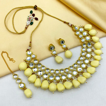 Sujwel Kundan Necklace Set For Woman (08-0465)