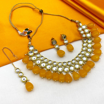 Sujwel Kundan Necklace Set For Woman (08-0465)