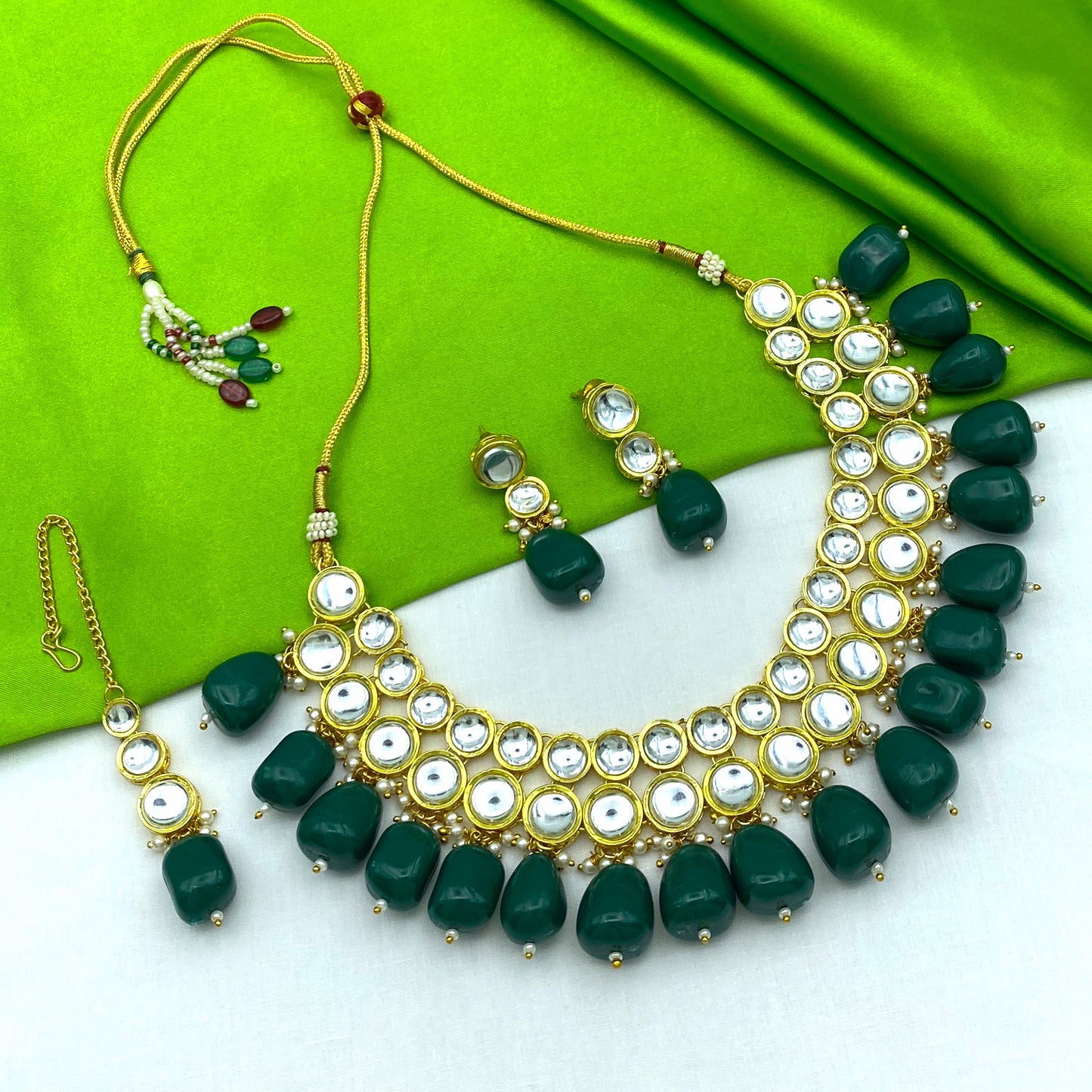 Sujwel Kundan Necklace Set For Woman (08-0465)