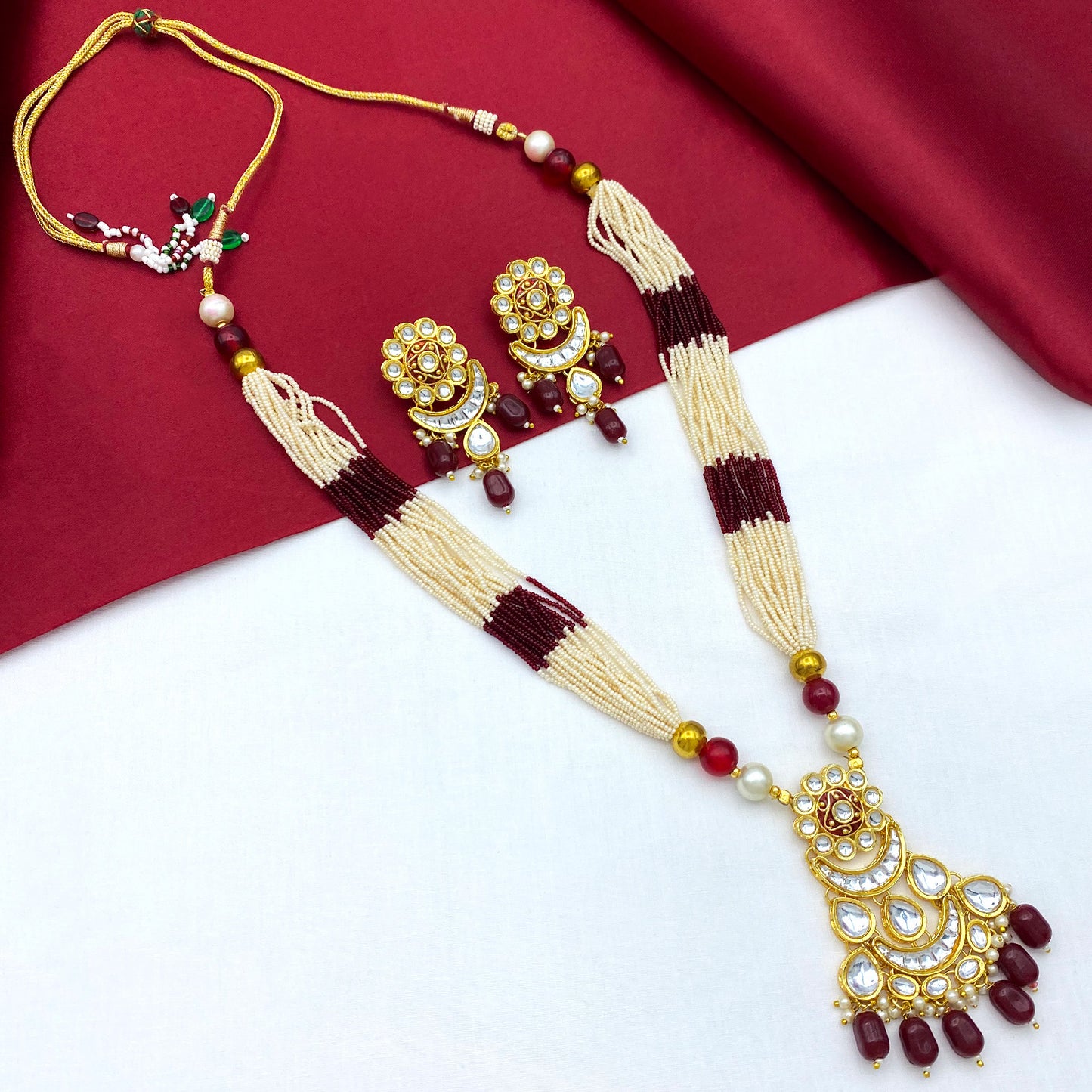 Sujwel Kundan Meenakari Mala Set (08-0484)