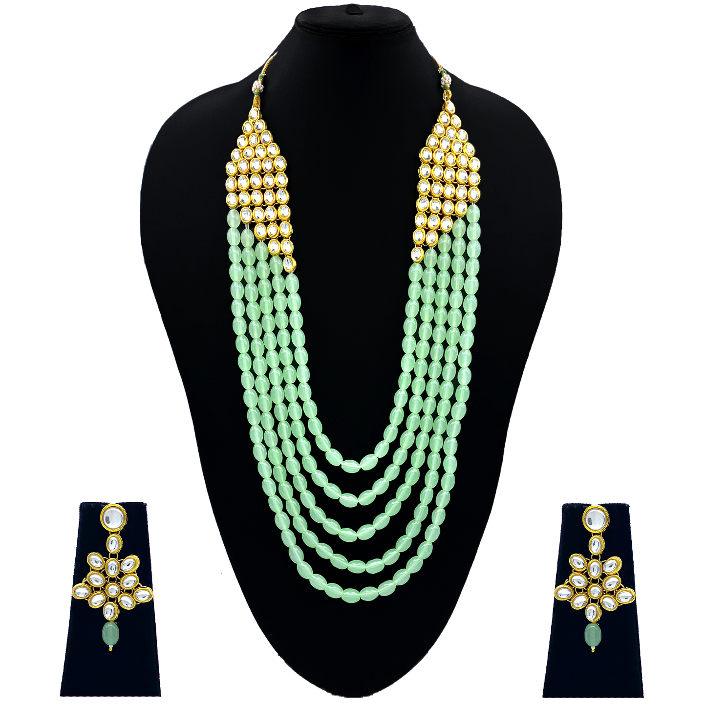 Sujwel Necklace Moti Mala with matching Earrings for Women and Girls (SU08-0538)