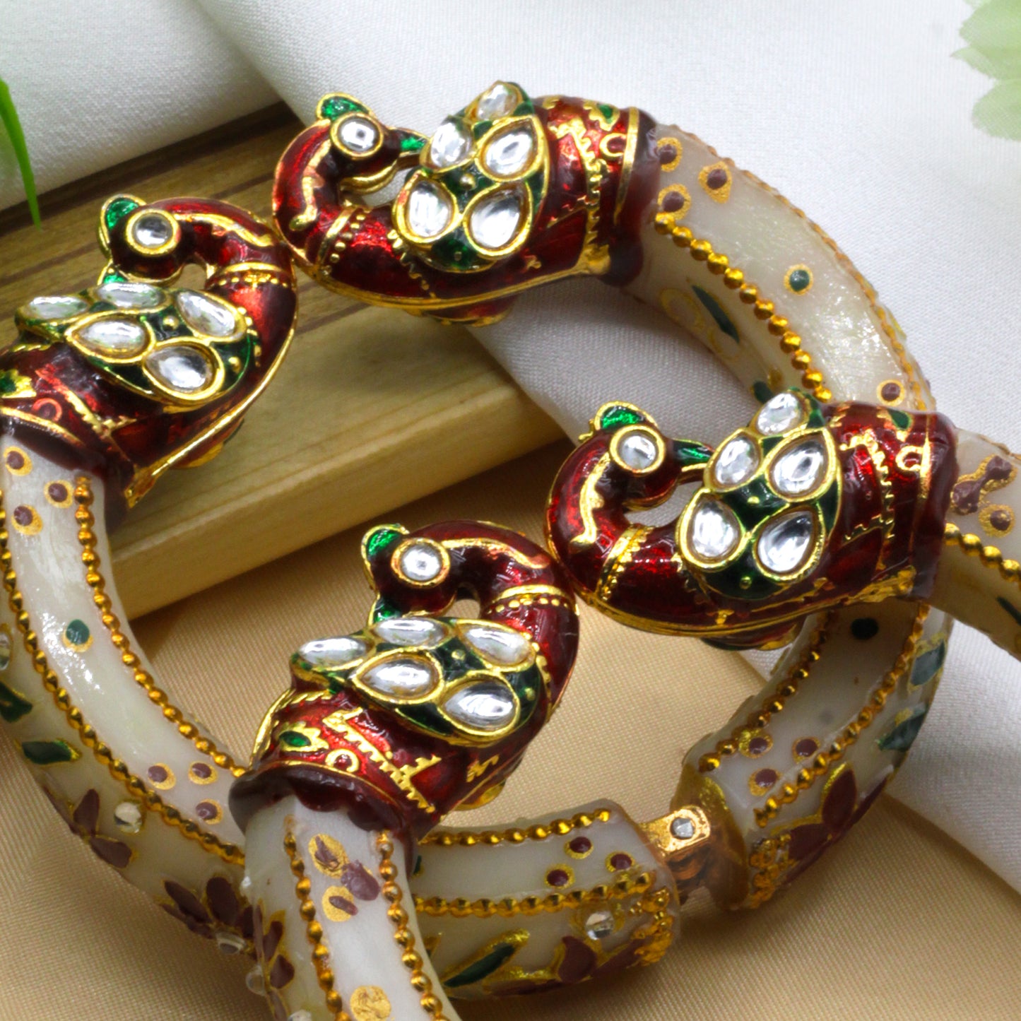 Peacock Antique Gold Plated Bangles for Women (SUJ11-0102)
