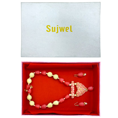 Sujwel Multicolor Meenakari Long Necklace & Earring For Women (08-0496)