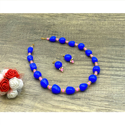 Sujwel Necklace Moti Mala with matching  Earrings for Women and Girls (08-0494)