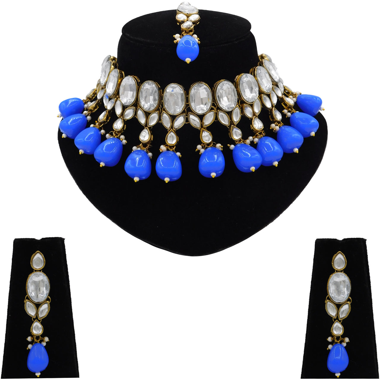 Kundan Necklace Earrings and Tikka. (08-0492)