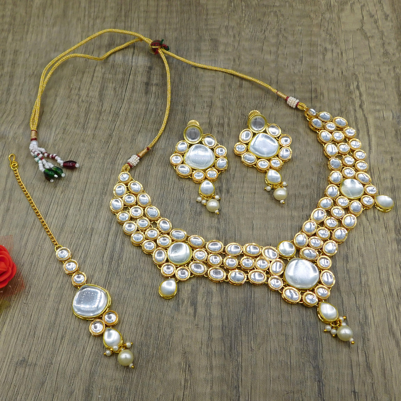 Sujwel Gold Kundan  Jewellery Set (08-0490)