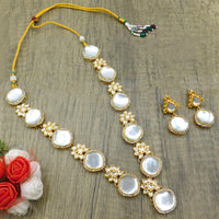 Thumbnail for Gold-Plated Kundan Necklace and Earrings (08-0493)