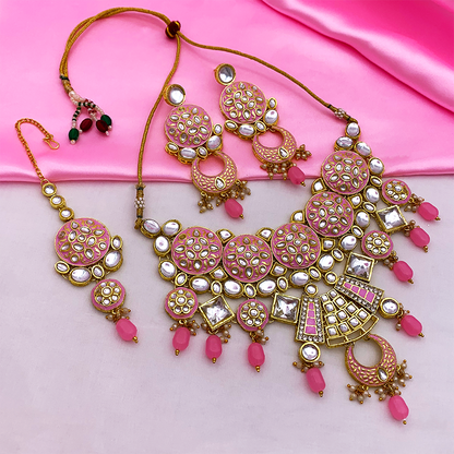 Sujwel Kundan and Meenakari Necklace Set (08-0311)