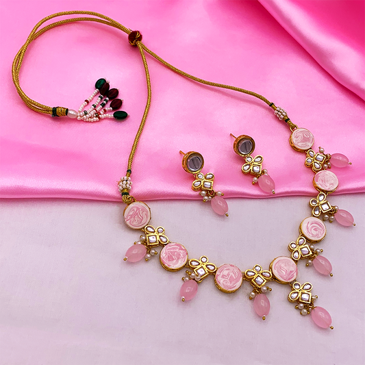 Sujwel Necklace Set with Earrings, for Girls and Women (08-0514)