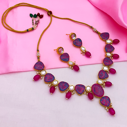 Sujwel Necklace Set with Earrings, for Girls and Women (08-0516)