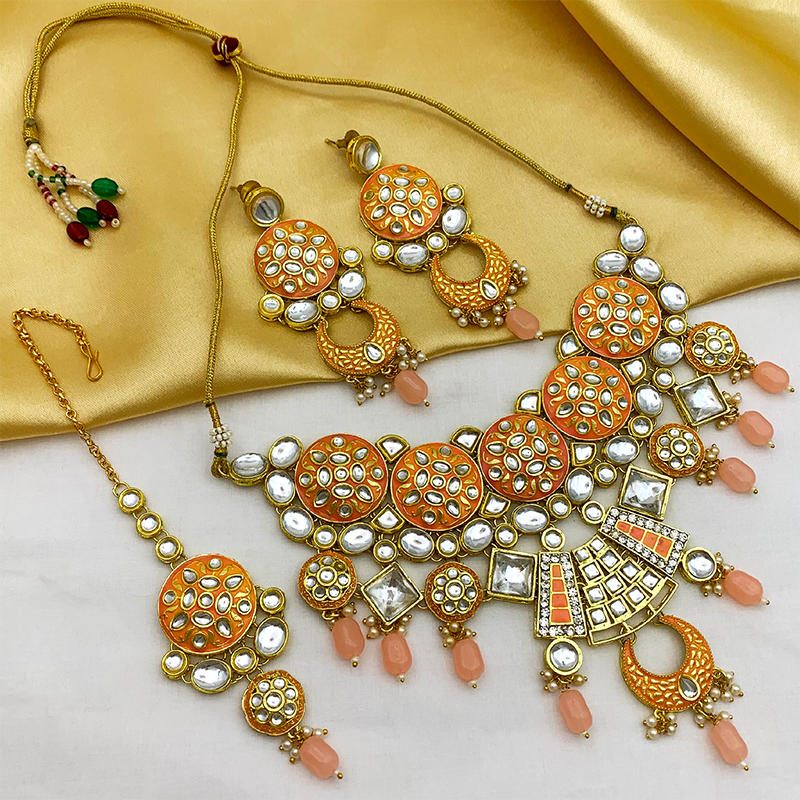 Sujwel Kundan and Meenakari Necklace Set (08-0311)