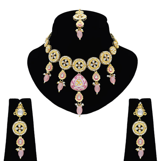 Kundan Meenakari Beads Necklace Set (08-0562)