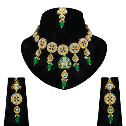 Kundan Meenakari Beads Necklace Set (08-0562)