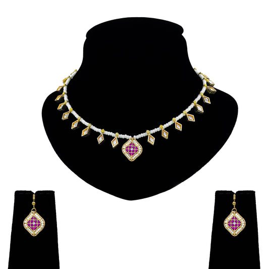 Sujwel Kundan Jewelry Set (08-0563)