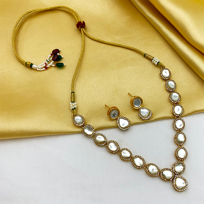 Gold-Plated Kundan Necklace and Earrings (08-0488)