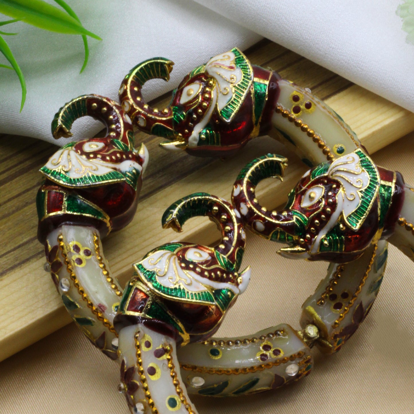 Elephant Antique Gold Plated Bangles for Women (SUJ11-0101)