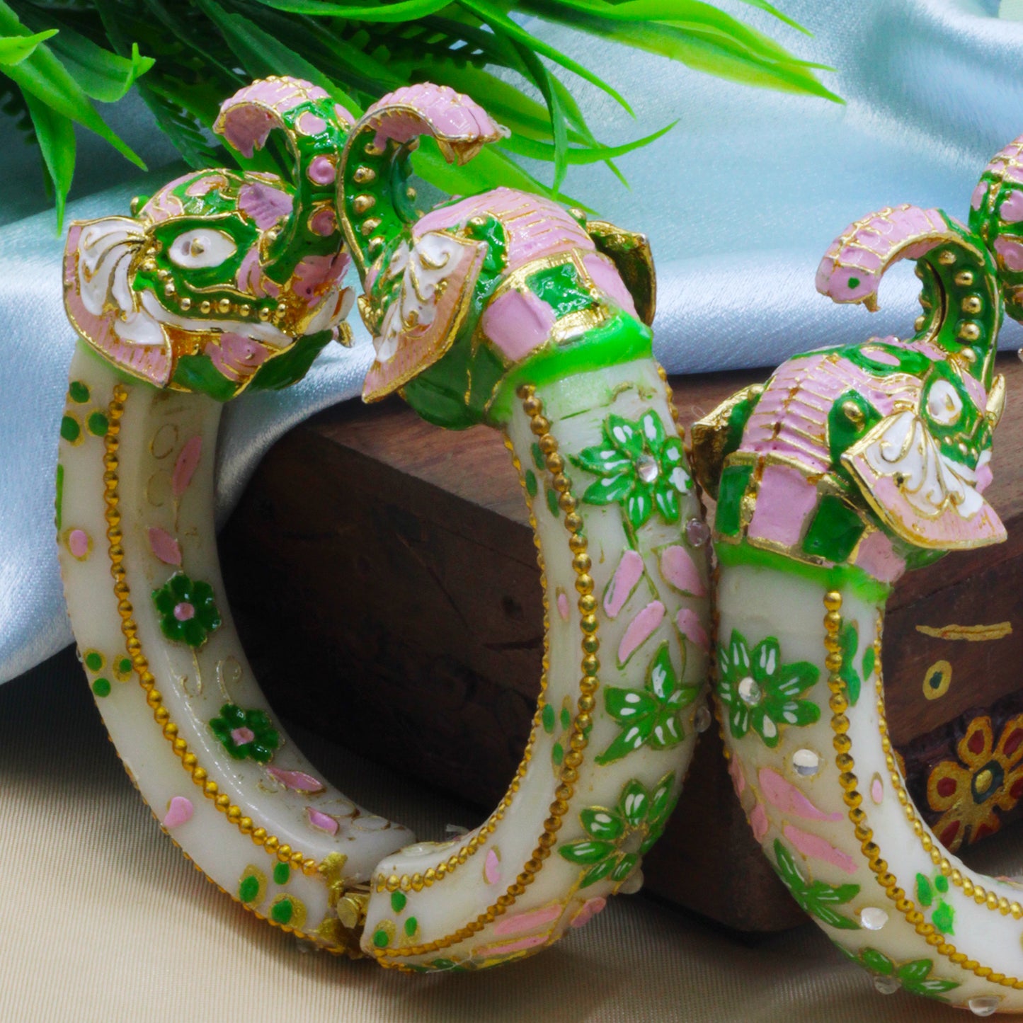 Elephant Antique Gold Plated Bangles for Women (SUJ11-0101)