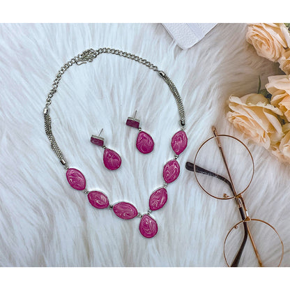 Sujwel Necklace Set with Earrings, for Girls and Women (24-0103)