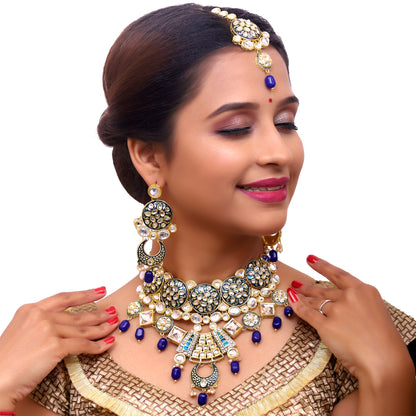 Sujwel Kundan and Meenakari Necklace Set (08-0311)