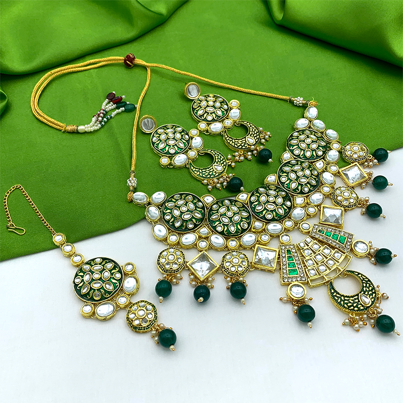 Sujwel Kundan and Meenakari Necklace Set (08-0311)