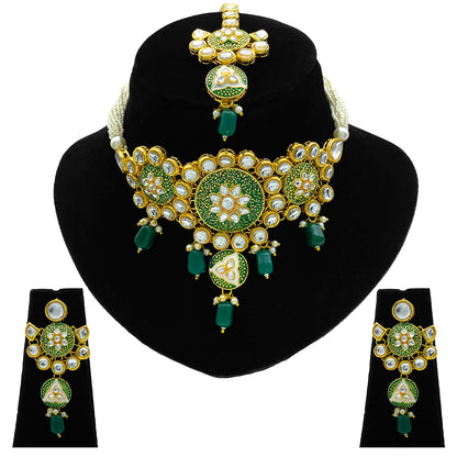 Sujwel Gold Kundan Mina Jewellery Set (SUJ08-0481)